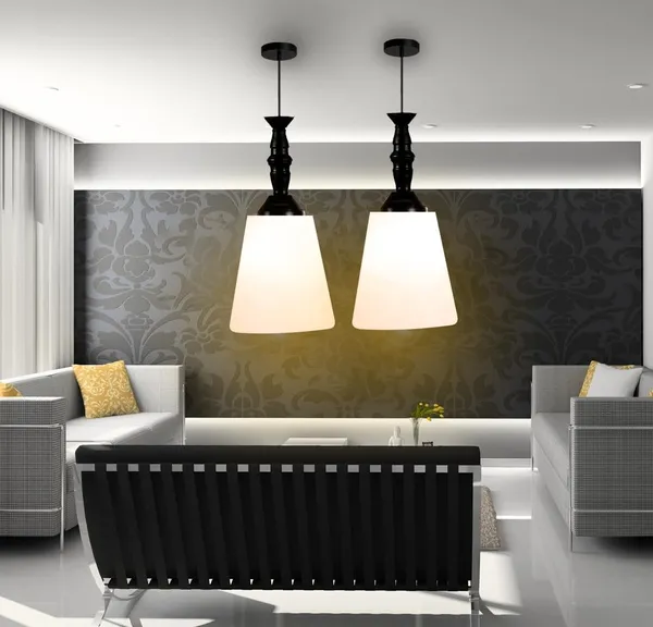 SWIATLO_Tapper_WHITE_PVC_GLASS_Hanging_Lamp/Pendant_Lamp/Ceiling_Light_to_Décor_Home/Living_Room/Bedroom/Office/Dining/Cafe/Restaurants,_Black_and_Milky_(Pack_of_1,_with_Bulb)
