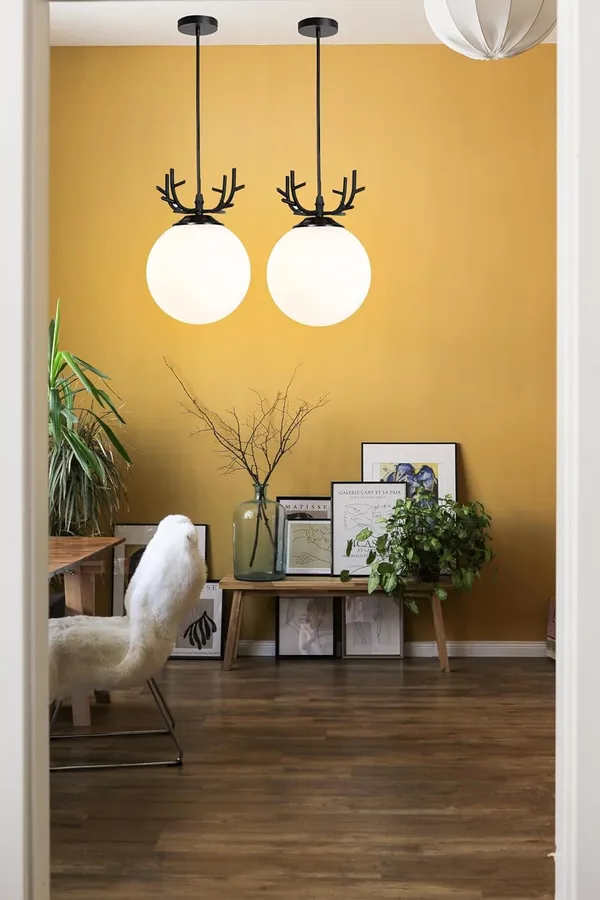SWIATLO_DEER_DOOM_MILKY_GLASS_Hanging_Lamp/Pendant_Lamp/Ceiling_Light_to_Décor_Home/Living_Room/Bedroom/Office/Dining/Cafe/Restaurants,_Black_and_Milky_(Pack_of_2,_with_Bulb)