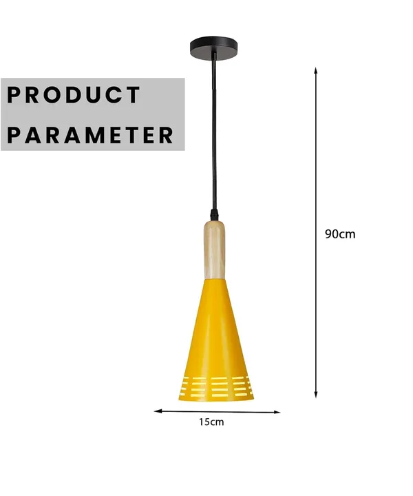 SWIATLO_Wooden_Cork_Yellow_Chilam_Hanging_Lamp/Pendant_Lamp/Ceiling_Light_to_Décor_Home/Living_Room/Bedroom/Office/Dining/Cafe/Restaurants,_Yelllow,_(Pack_of_1,_with_Bulb)
