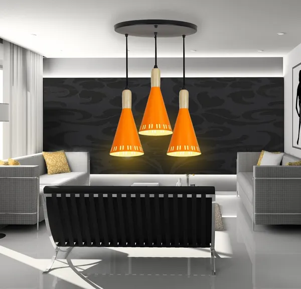 SWIATLO_Wooden_Cork_Orange_Chilam_ROUND_THAALI_Cluster_Pendant_Light/Cluster_Hanging_Light/Cluster_Ceiling_Light/Three_Pendant_Lamp_to_Décor_Home/Living_Room/Bedroom/Dining/Cafe/Restaurants_(with_Bulb)