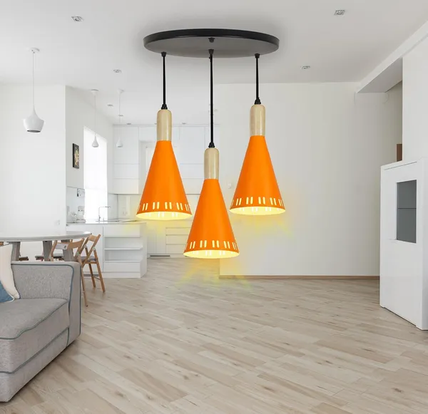 SWIATLO_Wooden_Cork_Orange_Chilam_ROUND_THAALI_Cluster_Pendant_Light/Cluster_Hanging_Light/Cluster_Ceiling_Light/Three_Pendant_Lamp_to_Décor_Home/Living_Room/Bedroom/Dining/Cafe/Restaurants_(with_Bulb)