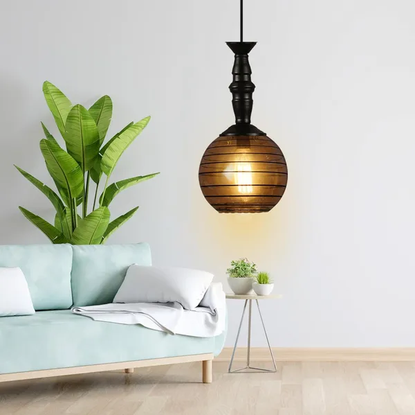 SWIATLO_Classic_Globe_Hanging_Lamp/Pendant_Lamp/Ceiling_Light_to_Décor_Home/Living_Room/Bedroom/Office/Dining/Cafe/Restaurants,_Luster_(Pack_of_2,_with_Bulb)