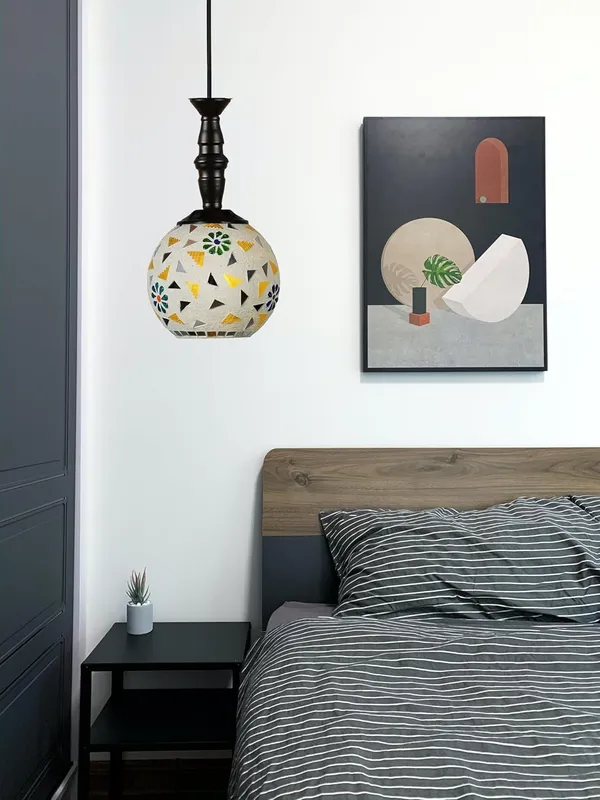 SWIATLO_KIN-71_ROBIN_GLASS_HANGING_Hanging_Lamp/Pendant_Lamp/Ceiling_Light_to_Décor_Home/Living_Room/Bedroom/Office/Dining/Cafe/Restaurants,_Multi_(Pack_of_2,_with_Bulb)