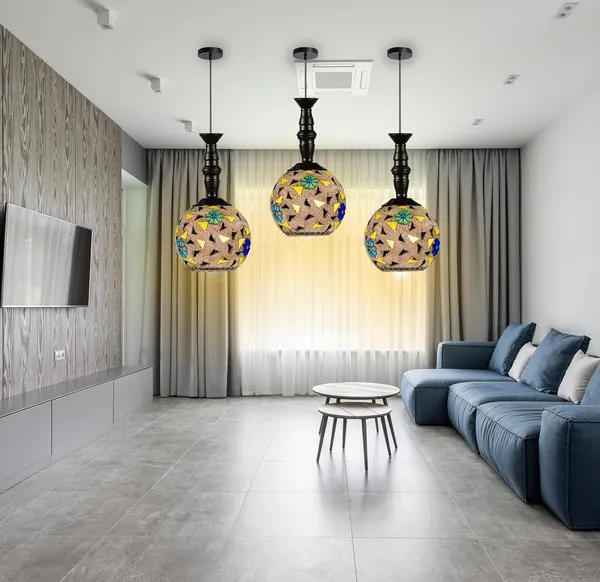 SWIATLO_KIN-71_ROBIN_GLASS_HANGING_Hanging_Lamp/Pendant_Lamp/Ceiling_Light_to_Décor_Home/Living_Room/Bedroom/Office/Dining/Cafe/Restaurants,_Multi_(Pack_of_1,_with_Bulb)