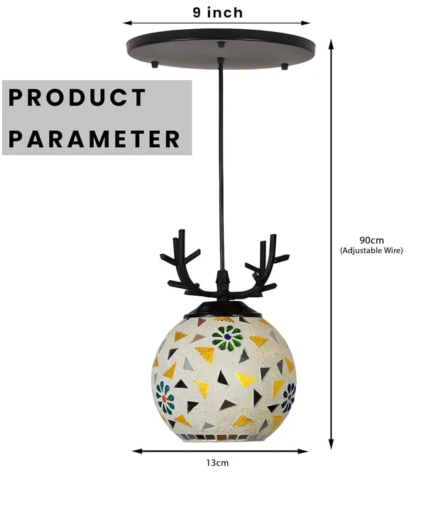 SWIATLO_Deer_Horn_Design_ROBIN_GLASS_ROUND_THAALI_Cluster_Pendant_Light/Cluster_Hanging_Light/Cluster_Ceiling_Light/Three_Pendant_Lamp_to_Décor_Home/Living_Room/Bedroom/Office/Dining/Cafe_(with_Bulb)
