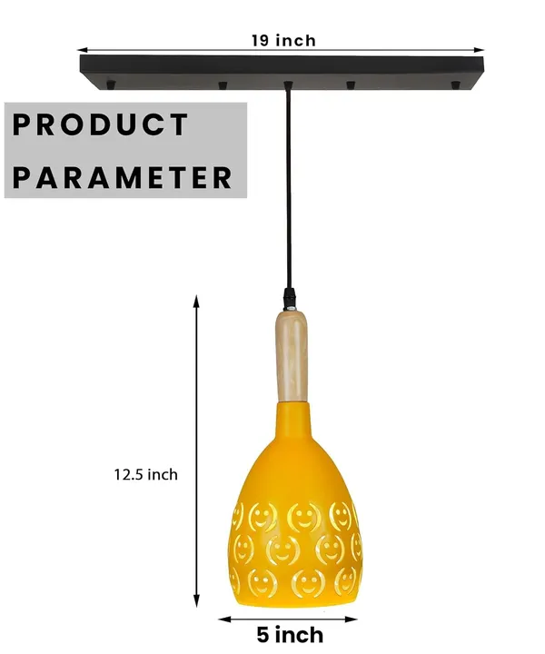 SWIATLO_YELLOW_SMILY_LINEAR_THAALI_Lezar_Cuting_Cluster_Pendant_Light/Cluster_Hanging_Light/Cluster_Ceiling_Light/Three_Pendant_Lamp_to_Décor_Home/Living_Room/Bedroom/Office/Dining/Cafe_(with_Bulb)