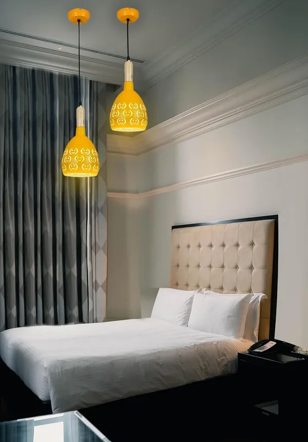 SWIATLO_YELLOW_SMILY_Lezar_Cutting_Hanging_Lamp/Pendant_Lamp/Ceiling_Light_to_Décor_Home/Living_Room/Bedroom/Office/Dining/Cafe/Restaurants,_Yellow_(Pack_of_2,_with_Bulb)