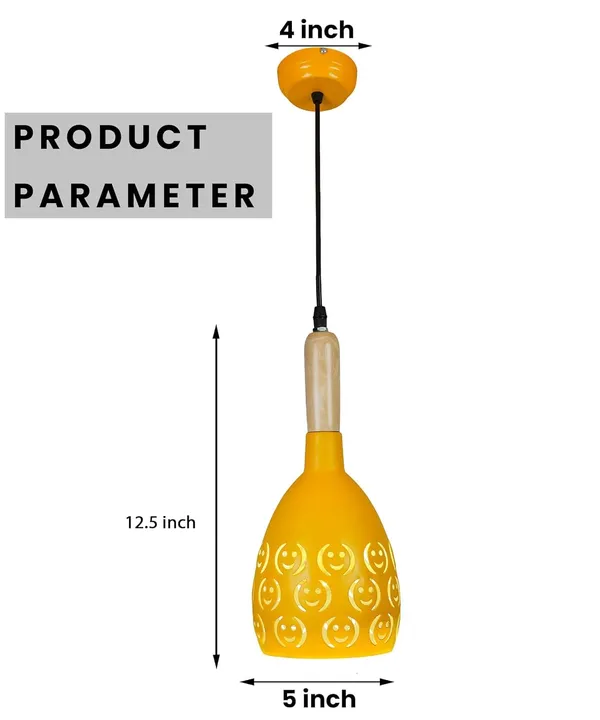 SWIATLO_YELLOW_SMILY_Lezar_Cutting_Hanging_Lamp/Pendant_Lamp/Ceiling_Light_to_Décor_Home/Living_Room/Bedroom/Office/Dining/Cafe/Restaurants,_Yellow_(Pack_of_2,_with_Bulb)