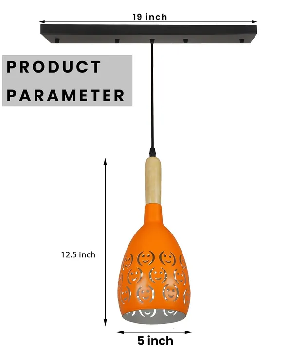 SWIATLO_ORANGE_SMILY_LINEAR_THAALI_Linear_Cluster_Pendant_Light/Cluster_Hanging_Light/Cluster_Ceiling_Light/Three_Pendant_Lamp_to_Décor_Home/Living_Room/Bedroom/Office/Dining/Cafe_(with_Bulb)
