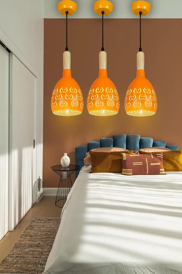 SWIATLO_ORANGE_SMILY_Hanging_Lamp/Pendant_Lamp/Ceiling_Light_to_Décor_Home/Living_Room/Bedroom/Office/Dining/Cafe/Restaurants,_Orange_(Pack_of_2,_with_Bulb)