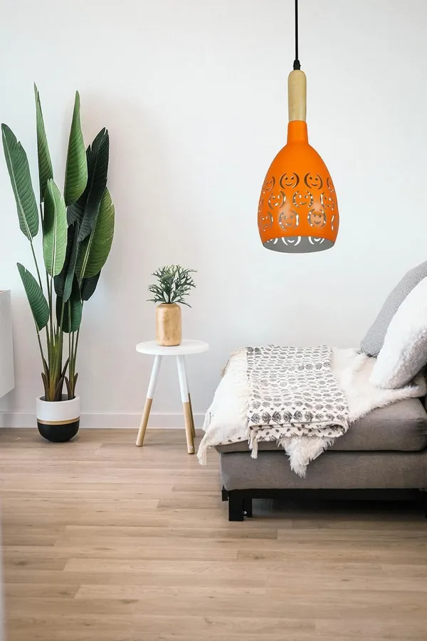 SWIATLO_ORANGE_SMILY_Hanging_Lamp/Pendant_Lamp/Ceiling_Light_to_Décor_Home/Living_Room/Bedroom/Office/Dining/Cafe/Restaurants,_Orange_(Pack_of_2,_with_Bulb)