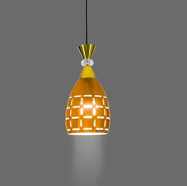 SWIATLO_Wooden_Color_Lezar_Cutting_Hanging_Lamp_for_Bedroom/Pendant_Lamp_for_Living_Room/Ceiling_Pendant_Lamp/Hanging_Pendant_Light_for_Bedroom/Office/Dining/Cafe/Restaurants_(Pack_of_1,_with_Bulb)