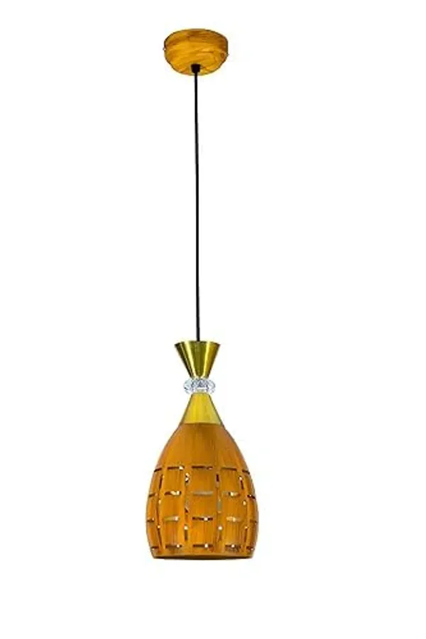 SWIATLO_Wooden_Color_Lezar_Cutting_Hanging_Lamp_for_Bedroom/Pendant_Lamp_for_Living_Room/Ceiling_Pendant_Lamp/Hanging_Pendant_Light_for_Bedroom/Office/Dining/Cafe/Restaurants_(Pack_of_2,_with_Bulb)