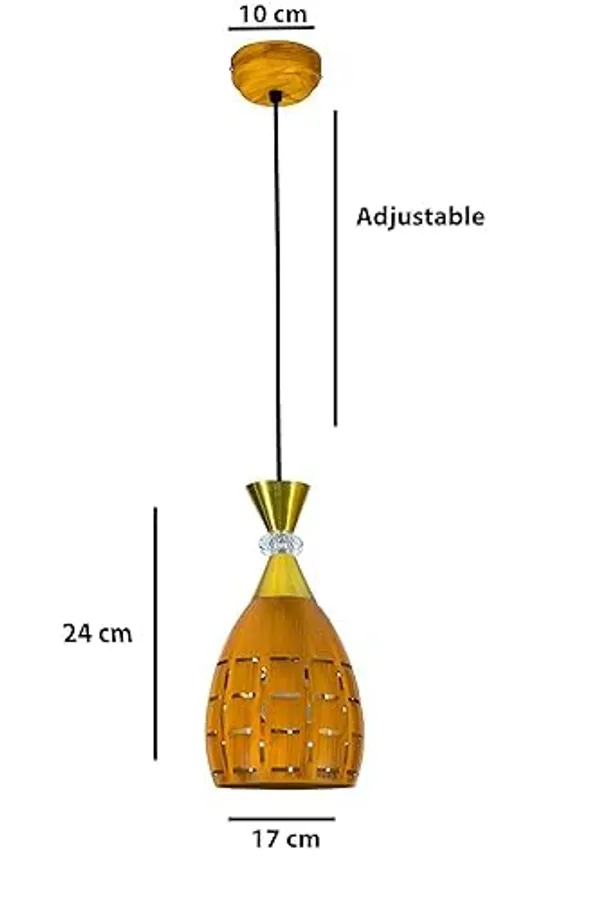 SWIATLO_Wooden_Color_Lezar_Cutting_Hanging_Lamp_for_Bedroom/Pendant_Lamp_for_Living_Room/Ceiling_Pendant_Lamp/Hanging_Pendant_Light_for_Bedroom/Office/Dining/Cafe/Restaurants_(Pack_of_2,_with_Bulb)