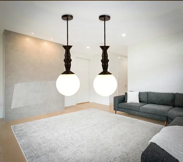SWIATLO_71_DOOM_MILKY_GLASS_Hanging_Lamp/Pendant_Lamp/Ceiling_Light_to_Décor_Home/Living_Room/Bedroom/Office/Dining/Cafe/Restaurants,_Black_and_Milky_(Pack_of_1,_with_Bulb)