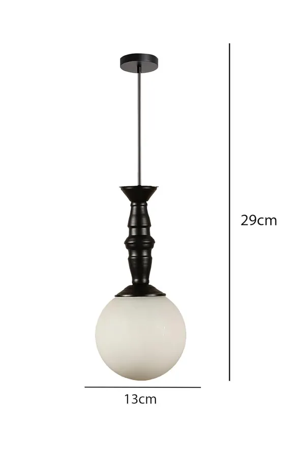 SWIATLO_71_DOOM_MILKY_GLASS_Hanging_Lamp/Pendant_Lamp/Ceiling_Light_to_Décor_Home/Living_Room/Bedroom/Office/Dining/Cafe/Restaurants,_Black_and_Milky_(Pack_of_2,_with_Bulb)