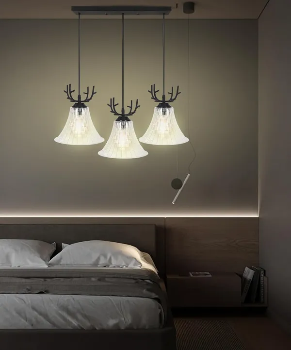 SWIATLO_3D_CURVE_Tapper_Design_Linear_Thaali_Linear_Cluster_Pendant_Light/Cluster_Hanging_Light/Cluster_Ceiling_Light/Three_Pendant_Lamp_to_Décor_Home/Living_Room/Bedroom/Office/Dining/Cafe_(with_Bulb)