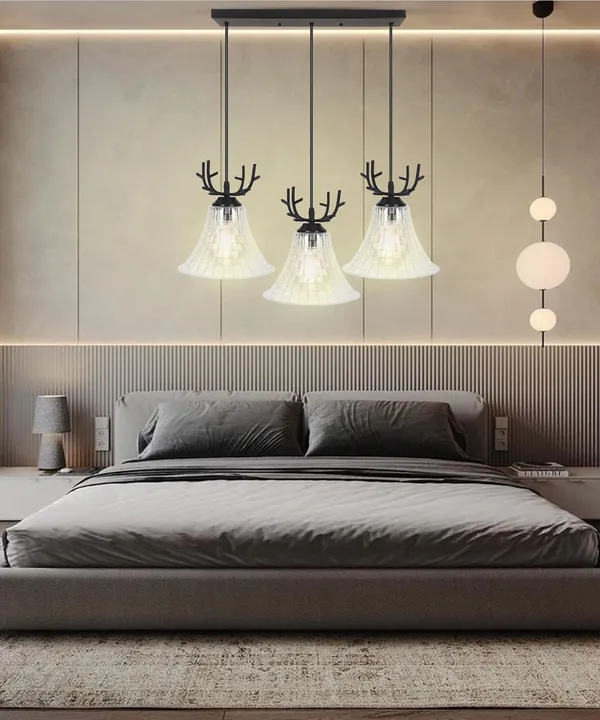 SWIATLO_3D_CURVE_Tapper_Design_Linear_Thaali_Linear_Cluster_Pendant_Light/Cluster_Hanging_Light/Cluster_Ceiling_Light/Three_Pendant_Lamp_to_Décor_Home/Living_Room/Bedroom/Office/Dining/Cafe_(with_Bulb)
