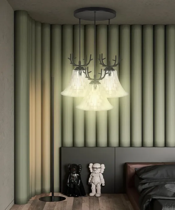 SWIATLO_3D_CURVE_Tapper_Design_Round_Thaali_Round_Cluster_Pendant_Light/Cluster_Hanging_Light/Cluster_Ceiling_Light/Three_Pendant_Lamp_to_Décor_Home/Living_Room/Bedroom/Office/Dining/Cafe_(with_Bulb)