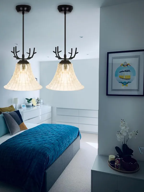 SWIATLO_3D_CURVE_Tapper_Hanging_Lamp/Pendant_Lamp/Ceiling_Light_to_Décor_Home/Living_Room/Bedroom/Office/Dining/Cafe/Restaurants,_Clear_(Pack_of_2,_with_Bulb)