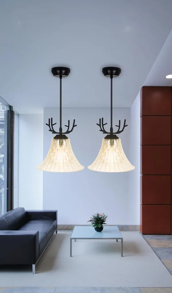 SWIATLO_3D_CURVE_Tapper_Hanging_Lamp/Pendant_Lamp/Ceiling_Light_to_Décor_Home/Living_Room/Bedroom/Office/Dining/Cafe/Restaurants,_Clear_(Pack_of_2,_with_Bulb)