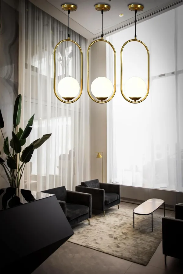 SWIATLO_KIN-210_MILKY_GLASS_HANGING_Cylinderical_Style_Hanging_Lamp/Pendant_Lamp/Ceiling_Light_to_Décor_Home/Living_Room/Bedroom/Office/Dining/Cafe/Restaurants,_Golden_and_Milky_(Pack_of_1,_with_Bulb)