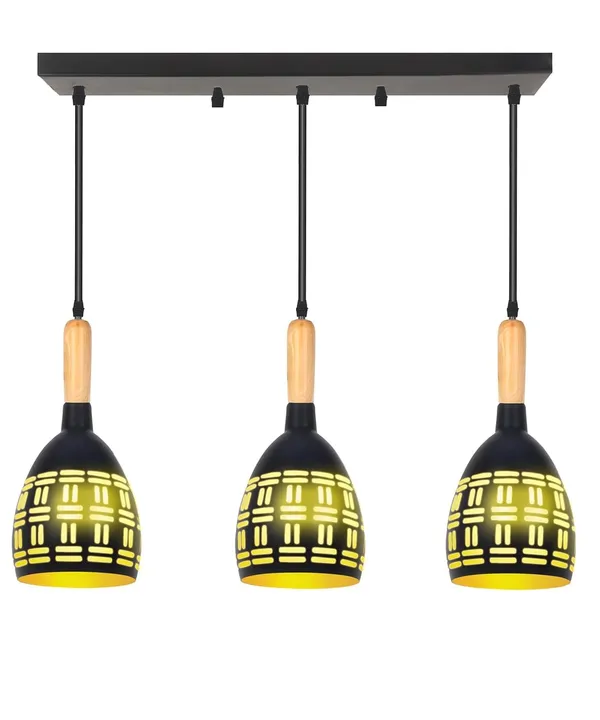 SWIATLO_KIN-BL_1201_LINEAR_THAALI_Lezar_Cutting_Cluster_Pendant_Light/Cluster_Hanging_Light/Cluster_Ceiling_Light/Three_Pendant_Lamp_to_Décor_Home/Living_Room/Bedroom/Office/Dining/Cafe_(with_Bulb)