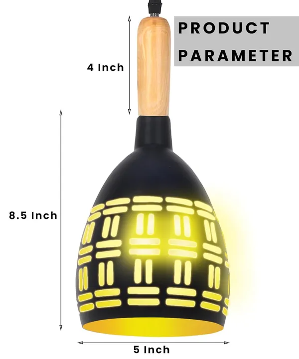 SWIATLO_Half_Oval_With_Wooden_Cork_Lezar_Cutting_Hanging_Lamp/Pendant_Lamp/Ceiling_Light_to_Décor_Home/Living_Room/Bedroom/Office/Dining/Cafe/Restaurants,_Black_(Pack_of_2,_with_Bulb)