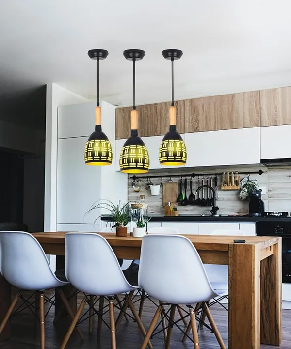 SWIATLO_Half_Oval_With_Wooden_Cork_Lezar_Cutting_Hanging_Lamp/Pendant_Lamp/Ceiling_Light_to_Décor_Home/Living_Room/Bedroom/Office/Dining/Restaurants,_Black_(Pack_of_1,_with_Bulb)