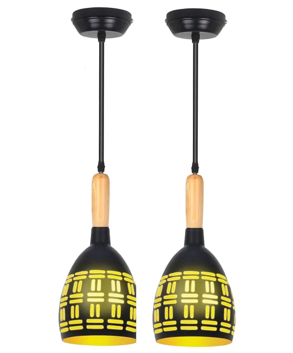 SWIATLO_Half_Oval_With_Wooden_Cork_Lezar_Cutting_Hanging_Lamp/Pendant_Lamp/Ceiling_Light_to_Décor_Home/Living_Room/Bedroom/Office/Dining/Restaurants,_Black_(Pack_of_1,_with_Bulb)