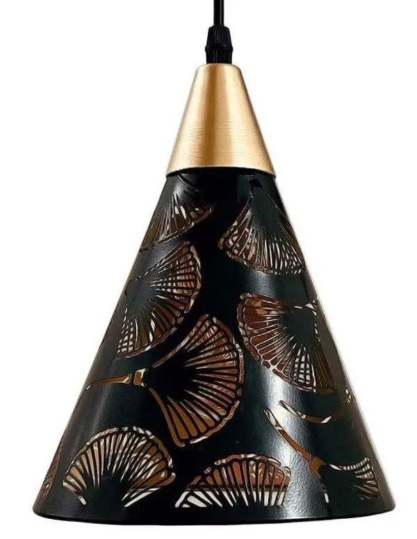 SWIATLO_Black_Kon_Gold_Cap_Lezar_Cutting_Linear_Cluster_Pendant_Light/Cluster_Hanging_Light/Cluster_Ceiling_Light/Three_Pendant_Lamp_to_Décor_Home/Living_Room/Bedroom/Office/Dining/Cafe_(with_Bulb)