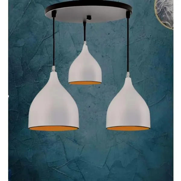 SWIATLO_White_Apple_Design_Round_Cluster_Pendant_Light/Cluster_Hanging_Light/Cluster_Ceiling_Light/Three_Pendant_Lamp_to_Décor_Home/Living_Room/Bedroom/Office/Dining/Cafe/Restaurants_(with_Bulb)