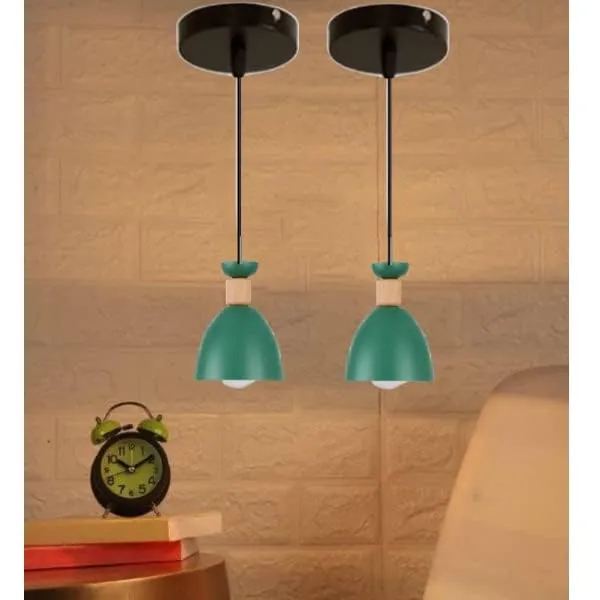 SWIATLO_Nordic_Green_KIN-720_HANGING_Lamp/Pendant_Lamp/Ceiling_Light_to_Décor_Home/Living_Room/Bedroom/Office/Dining/Cafe/Restaurants_(Pack_of_2,_with_Bulb)