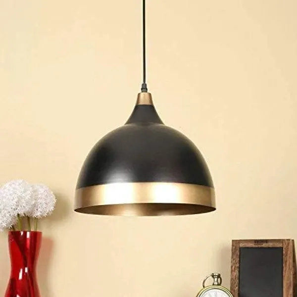 SWIATLO_KIN-722_Dome_Hanging_Light_Black_With_Gold_Shade_Modern_Ceiling_Pendant_Lamp_Adjustable_Cord_Ceiling_Light_for_Bedroom_Living_Dining_Room_(Pack_of_1,_with_Bulb)