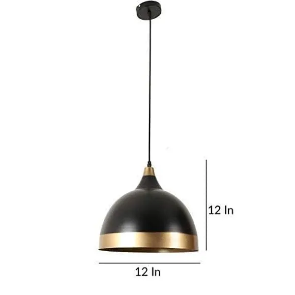 SWIATLO_KIN-722_Dome_Hanging_Light_Black_With_Gold_Shade_Modern_Ceiling_Pendant_Lamp_Adjustable_Cord_Ceiling_Light_for_Bedroom_Living_Dining_Room_(Pack_of_1,_with_Bulb)