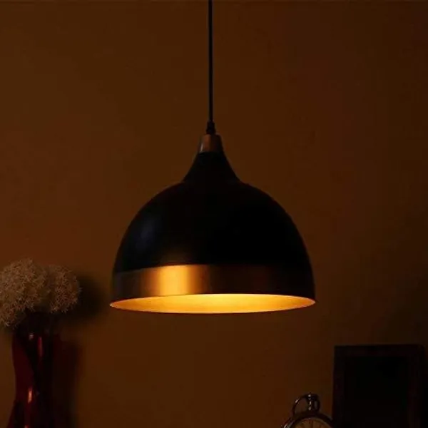 SWIATLO_KIN-722_Dome_Hanging_Light_Black_With_Gold_Shade_Modern_Ceiling_Pendant_Lamp_Adjustable_Cord_Ceiling_Light_for_Bedroom_Living_Dining_Room_(Pack_of_1,_with_Bulb)