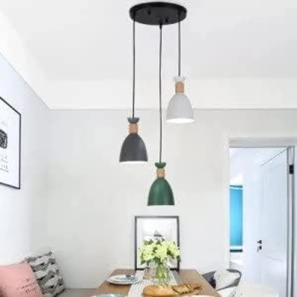 SWIATLO_KIN-720_MIX_(GN+WH+GR)_Modern_Cluster_Pendant_Lights_Nordic_Round_Cluster_Hanging_Light/Cluster_Ceiling_Light/Three_Pendant_Lamp_to_Décor_Home/Living_Room/Bedroom/Office/Dining/Cafe_(with_Bulb)