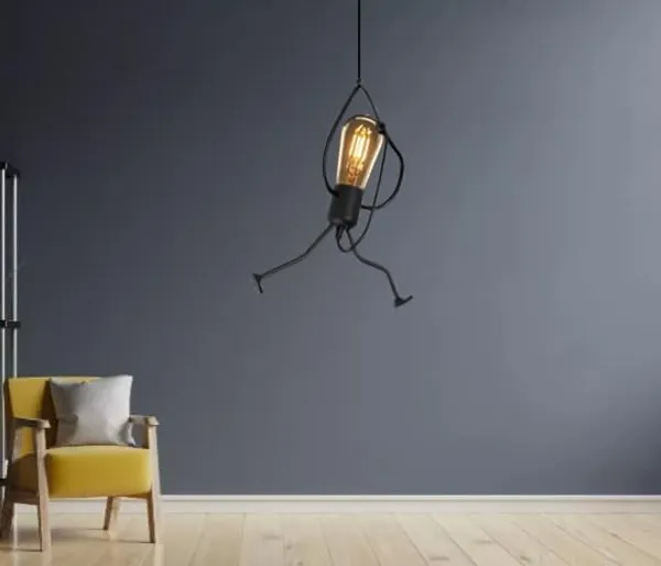 SWIATLO_KIN-211_Man_Climbing_Black_Modern_Cluster_Pendant_Lights_Round_Cluster_Hanging_Light/Cluster_Ceiling_Light/Three_Pendant_Lamp_to_Décor_Home/Living_Room/Bedroom/Office/Dining/Cafe_(with_Bulb)