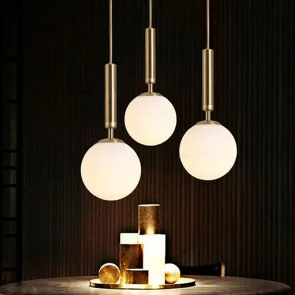 SWIATLO_Gold_KIN-GOLD_8051_LINEAR_THAALI_Linear_Cluster_Pendant_Light/Cluster_Hanging_Light/Cluster_Ceiling_Light/Three_Pendant_Lamp_to_Décor_Home/Living_Room/Bedroom/Office/Dining/Cafe_(with_Bulb)