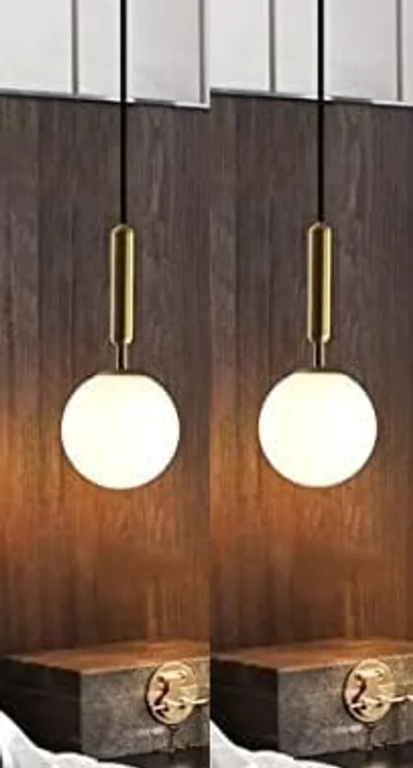 SWIATLO_Nordic_Gold_KIN-8051_HANGING_Lamp/Pendant_Lamp/Ceiling_Light_to_Décor_Home/Living_Room/Bedroom/Office/Dining/Cafe/Restaurants_(Pack_of_2,_with_Bulb)