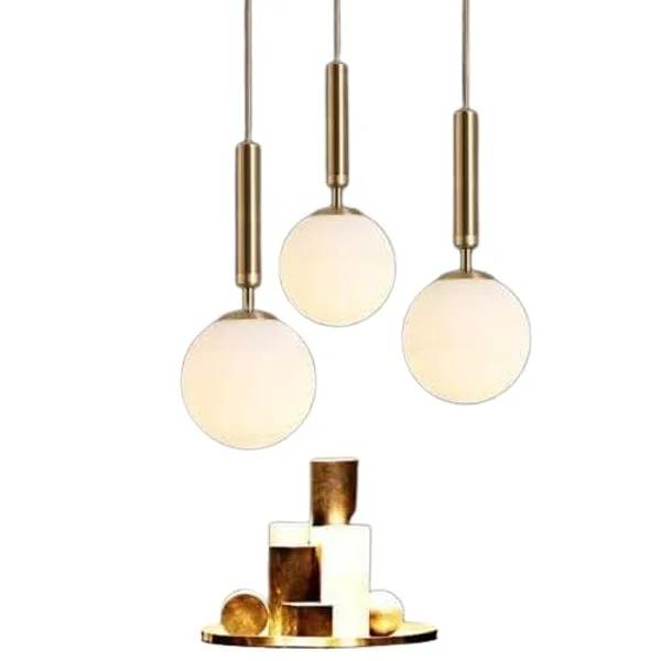 SWIATLO_Nordic_Gold_KIN-8051_HANGING_Lamp/Pendant_Lamp/Ceiling_Light_to_Décor_Home/Living_Room/Bedroom/Office/Dining/Cafe/Restaurants_(Pack_of_2,_with_Bulb)