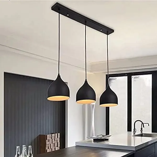 SWIATLO_Black_Apple_Design_Linear_Cluster_Pendant_Light/Hanging_Light/Cluster_Ceiling_Light/Three_Pendant_Lamp_to_Décor_Home/Living_Room/Bedroom/Office/Dining/Cafe/Restaurants_(with_Bulb)