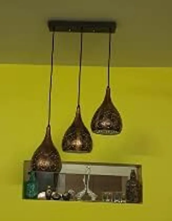 SWIATLO_Antique_Three_Cutting_Design_Linear_Cluster_Pendant_Light/Cluster_Hanging_Light/Cluster_Ceiling_Light/Three_Pendant_Lamp_to_Décor_Home/Living_Room/Bedroom/Office/Dining/Cafe_(with_Bulb)