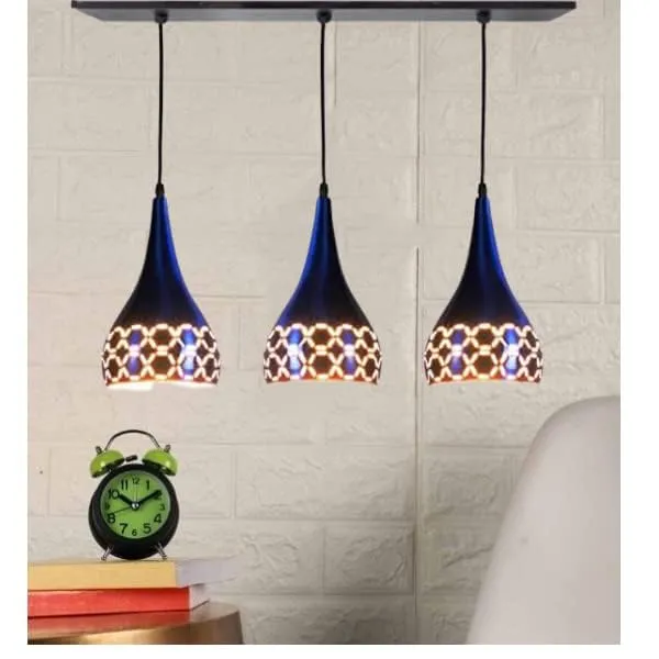 SWIATLO_Blue_Cutting_Balloon_Design_Linear_Cluster_Pendant_Light/Cluster_Hanging_Light/Cluster_Ceiling_Light/Three_Pendant_Lamp_to_Décor_Home/Living_Room/Bedroom/Office/Dining/Cafe_(with_Bulb)