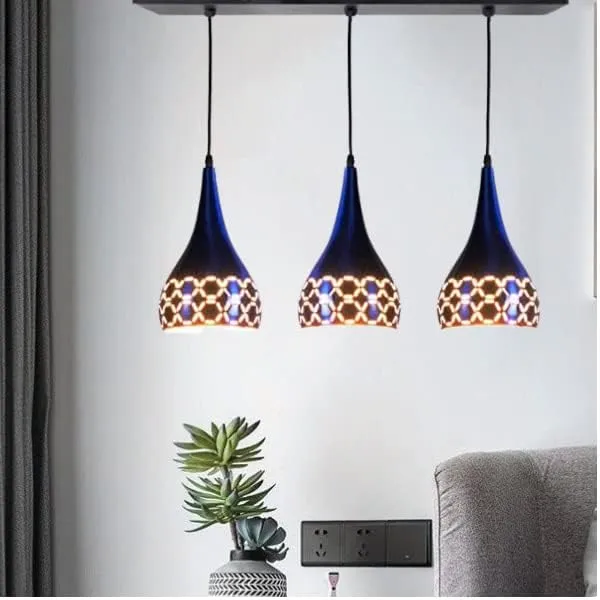 SWIATLO_Blue_Cutting_Balloon_Design_Linear_Cluster_Pendant_Light/Cluster_Hanging_Light/Cluster_Ceiling_Light/Three_Pendant_Lamp_to_Décor_Home/Living_Room/Bedroom/Office/Dining/Cafe_(with_Bulb)