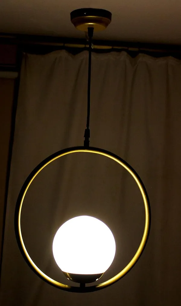 SWIATLO_Moon_Ring_Decorative_Hanging_Lamp/Pendant_Lamp/Ceiling_Light_to_Décor_Home/Living_Room/Bedroom/Office/Dining/Cafe/Restaurants,_Golden_(with_Bulb)