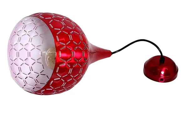 SWIATLO_Classic_Cutting_Design_Decorative_Hanging_Lamp/Pendant_Lamp/Ceiling_Light_to_Décor_Home/Living_Room/Bedroom/Office/Dining/Cafe/Restaurants,_Maroon_(Pack_of_1,_with_Bulb)