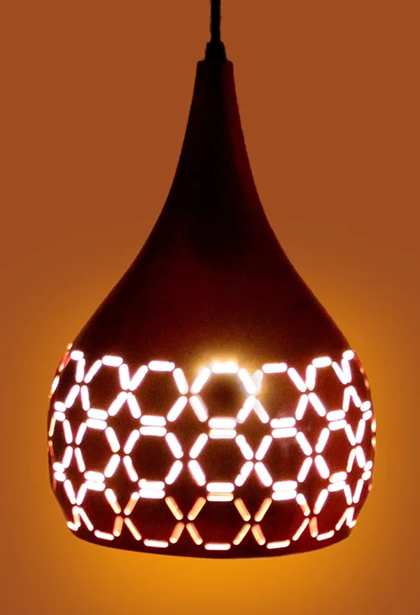 SWIATLO_Classic_Cutting_Design_Decorative_Hanging_Lamp/Pendant_Lamp/Ceiling_Light_to_Décor_Home/Living_Room/Bedroom/Office/Dining/Cafe/Restaurants,_Maroon_(Pack_of_1,_with_Bulb)