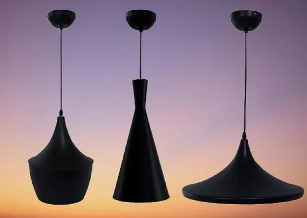 SWIATLO_Decorative_Hanging_Lamp/Pendant_Lamp/Ceiling_Light_to_Décor_Home/Living_Room/Bedroom/Office/Dining/Cafe/Restaurants,_Tawa/Kon/Matka_Shape,_Black_(with_Bulb)