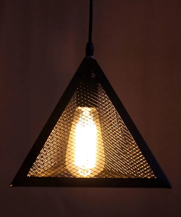 SWIATLO_Decorative_Hanging_Lamp/Pendant_Lamp/Ceiling_Light_to_Décor_Home/Living_Room/Bedroom/Office/Dining/Cafe/Restaurants,_Tikona_Shape_with_Jaali_(Pack_of_1,_with_Bulb)